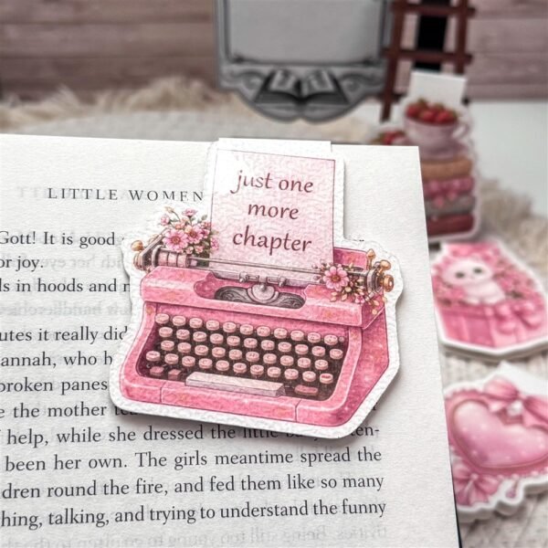 Pink Typewriter Magnetic Bookmark