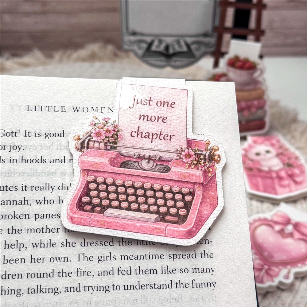 Pink Typewriter Magnetic Bookmark