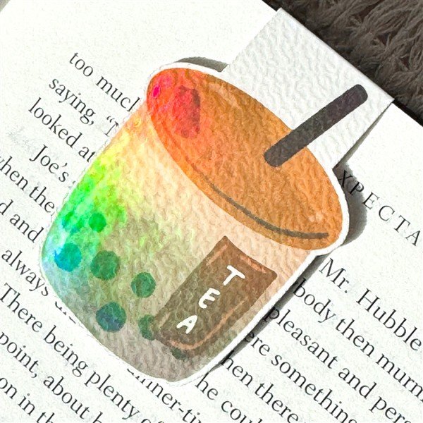 Boba Tea Holographic Magnetic Bookmark