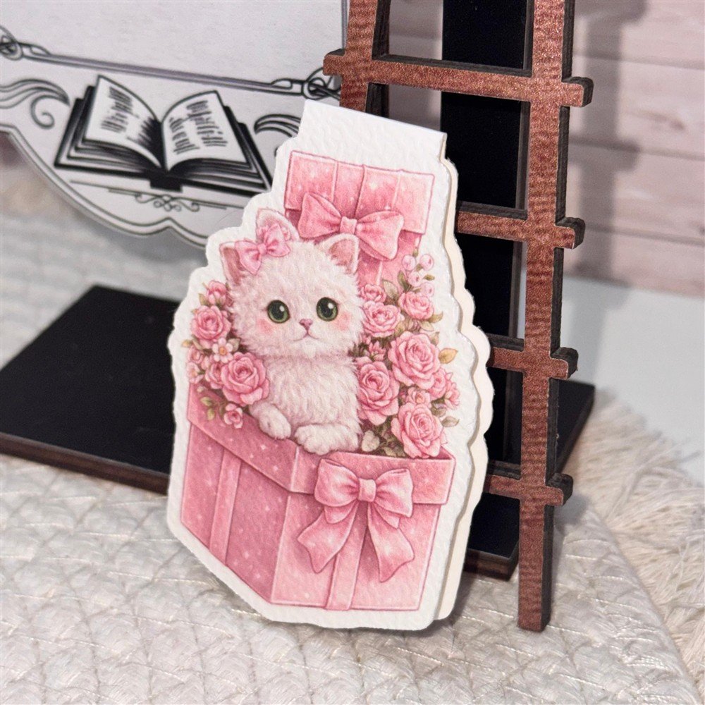 Pink Kitten Gift Magnetic Bookmark (14)