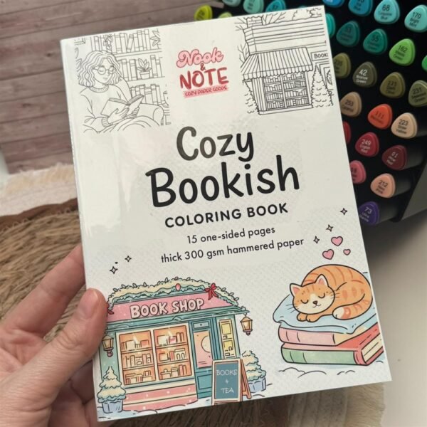 Cozy Bookish Watercolor Coloring Book
