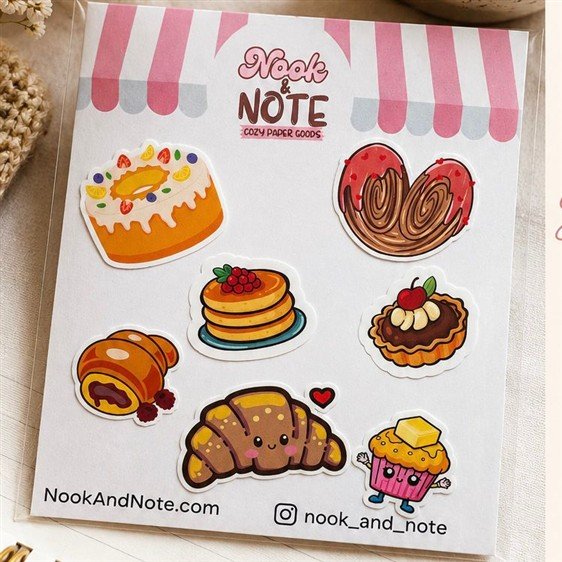 Bakery Sticker Pack – Set of 7 Waterproof Stickers