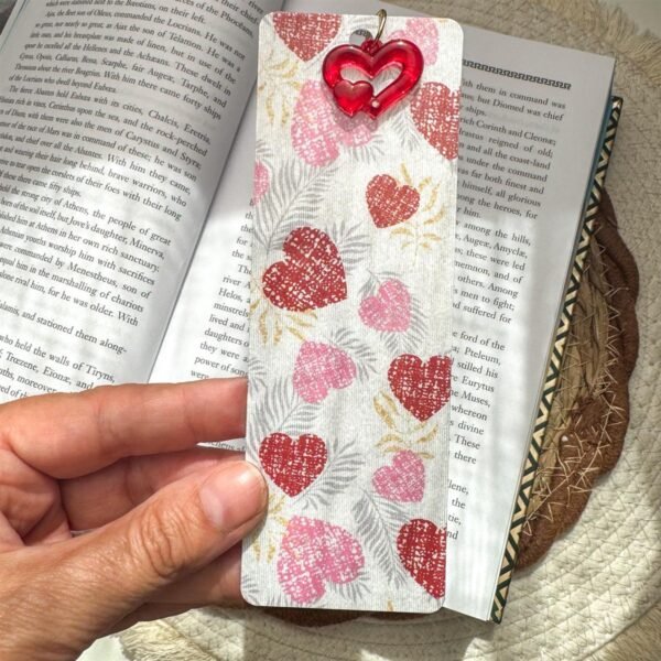 Heart Bookmark with Red Heart Charm