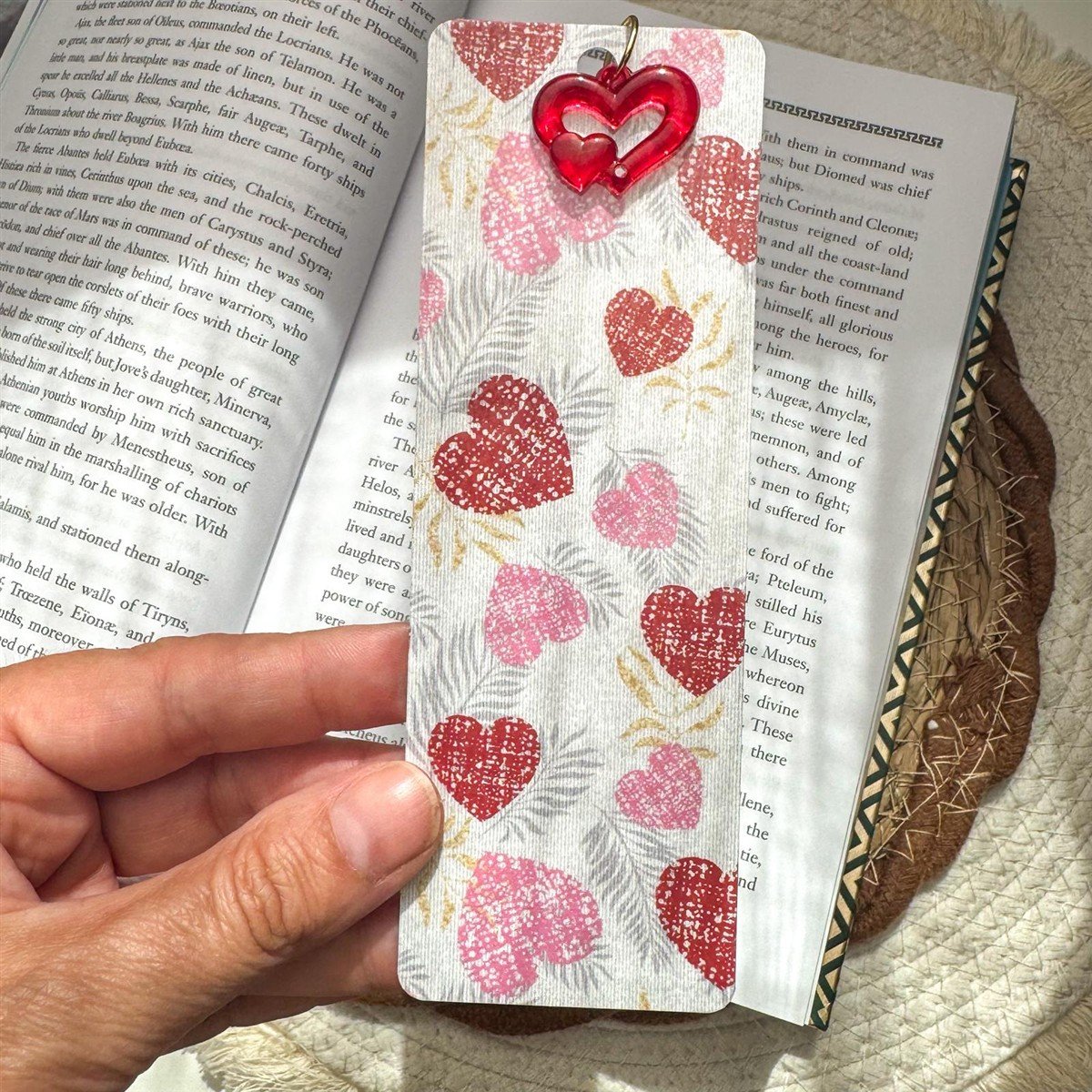Heart Bookmark with Red Heart Charm