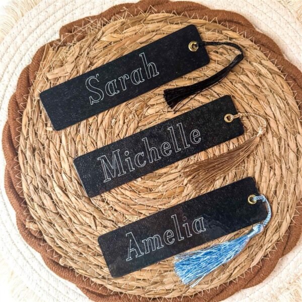 Black Personalized Name Bookmark