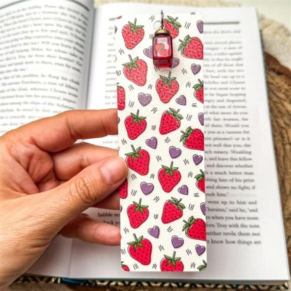 Strawberry Bookmark with Jam Jar Charm