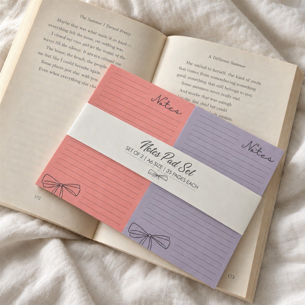 2 color notepad pink and blue