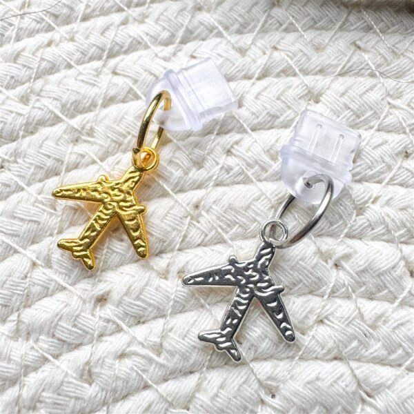 Airplane Kindle Charm Set – Gold & Silver E-Reader Dust Plugs