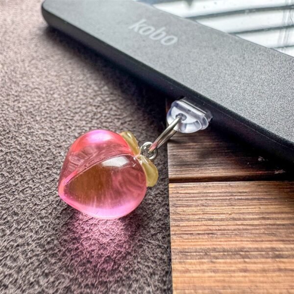 Peach Kindle Charm – Cute E-Reader Dust Plug & Phone Charm