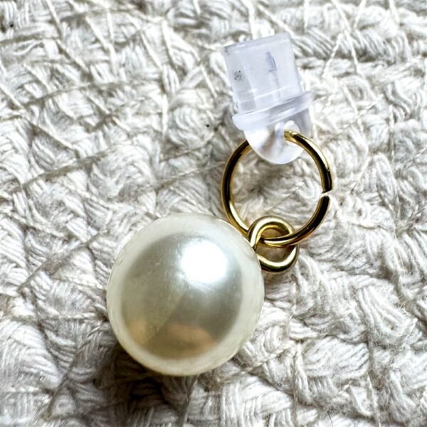 Elegant Pearl Kindle Charm with gold-tone detail. Minimalist e-reader dust plug, Kobo charm and phone charm for Kindle readers and book lovers.