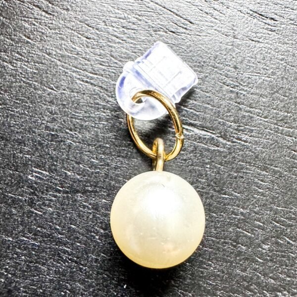 Elegant Pearl Kindle Charm with gold-tone detail. Minimalist e-reader dust plug, Kobo charm and phone charm for Kindle readers and book lovers.