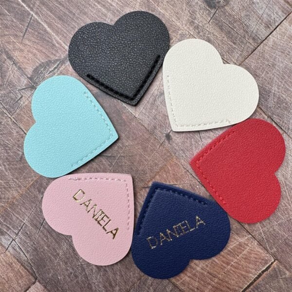 Personalized Bookmark with Name | Vegan Leather Heart Bookmark