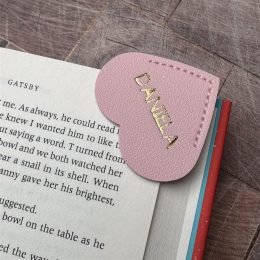 Personalized Bookmark with Name | Vegan Leather Heart Bookmark